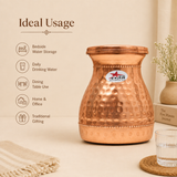 Nutristar copper water carafe with leak-proof threaded cap and hammered finish