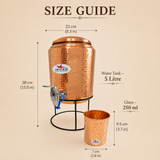 Nutristar hammered copper water dispenser with tap stand and matching glass