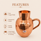 Nutristar hammered copper water jug with curved handle 1.5 litre