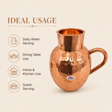 Nutristar hammered copper water jug with curved handle 1.5 litre