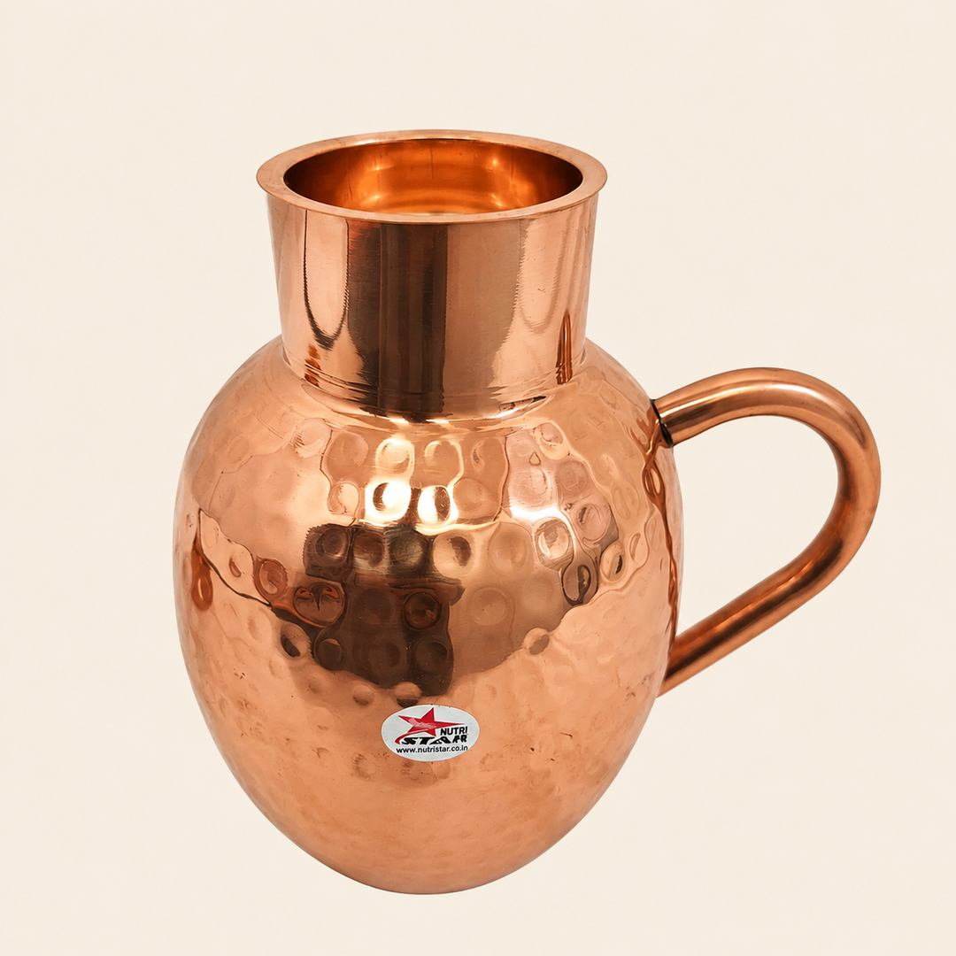Nutristar hammered copper water jug with curved handle 1.5 litre