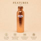 Nutristar hammered pure copper water bottle with screw lid and gift box