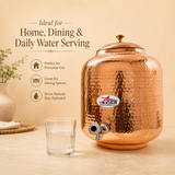 Nutristar hammered copper water matka with lid and dispensing tap