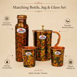 Nutristar designer printed copper bottle jug and two glass drinkware set