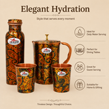 Nutristar designer printed copper bottle jug and two glass drinkware set