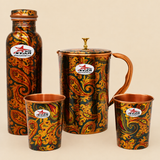 Nutristar Designer Printed Copper Drinkware Set – 1 Litre Bottle, 1.5 Litre Jug & 2 × 250 ml Glasses