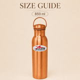 Pure copper water bottle with secure lid durable body and carry handle