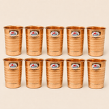 Pure copper drinking glass with durable construction and ribbed finish