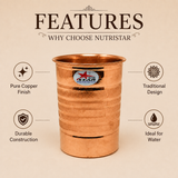 Pure copper drinking glass with durable construction and ribbed finish
