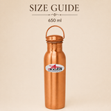 Pure copper water bottle with secure lid durable body and carry handle