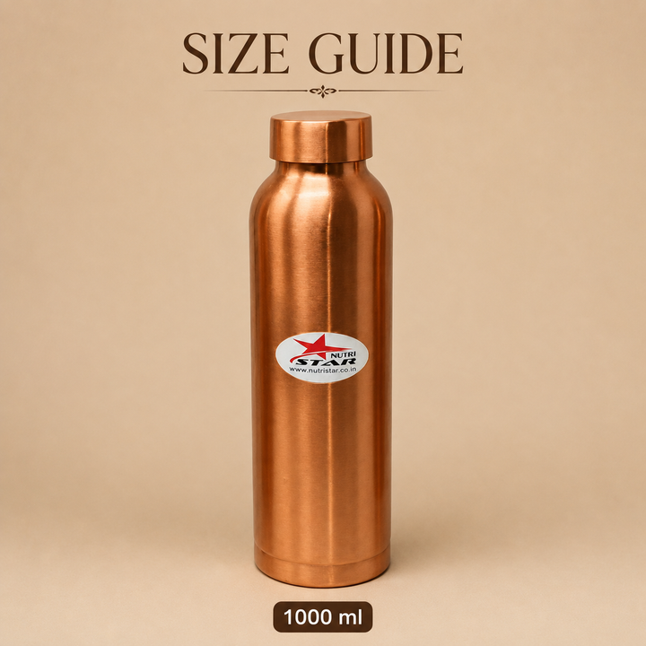 Pure copper water bottle with secure lid and durable construction