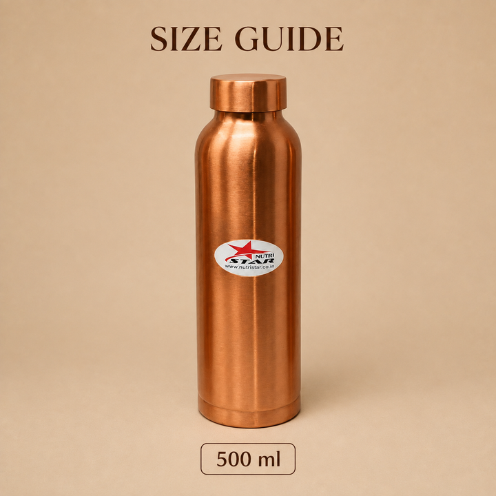 Pure copper water bottle with secure lid and durable construction