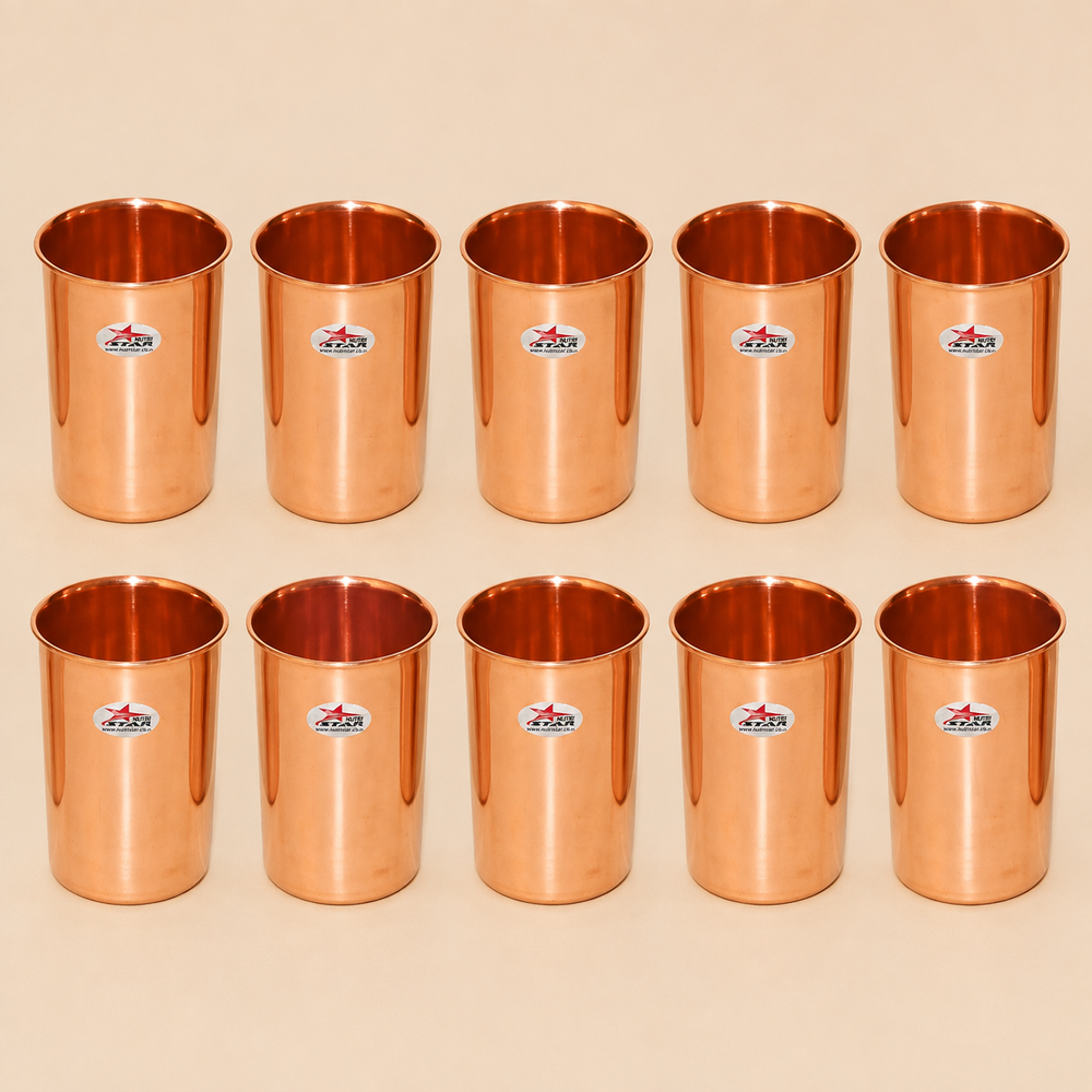 Pure copper drinking glass with smooth plain design and durable construction
