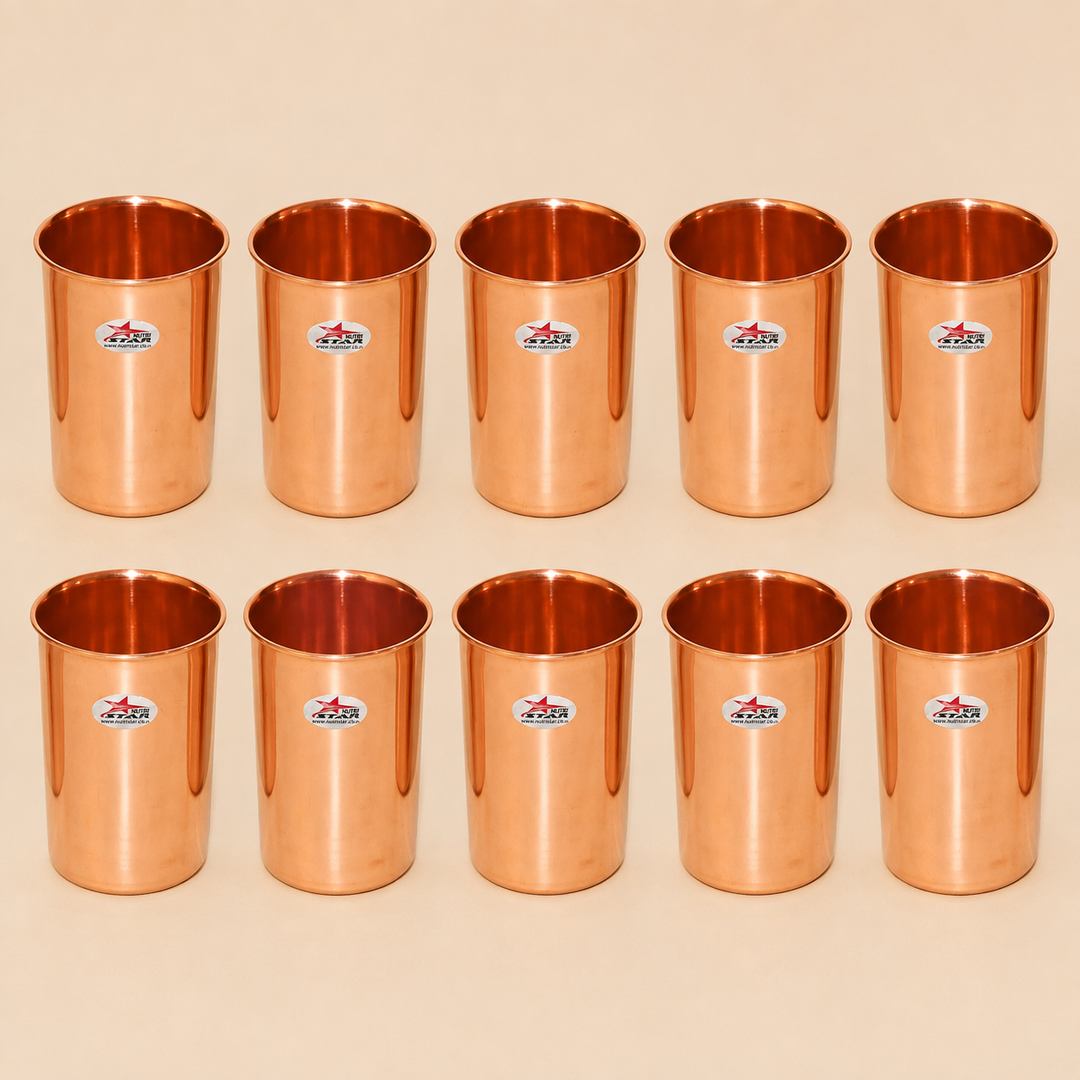 Pure copper drinking glass with smooth plain design and durable construction