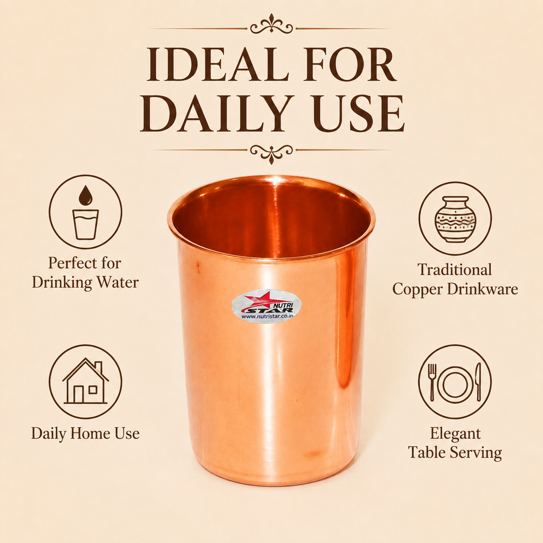 Pure copper drinking glass with smooth plain design and durable construction