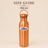 Pure copper water bottle with secure lid durable body and carry handle