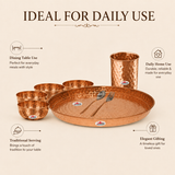 Pure copper dinner set with hammered texture and elegant traditional design