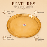 Round Pure copper serving plate for sweets and dry fruits