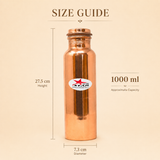 Pure copper water bottle with secure lid and durable construction