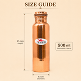 Pure copper water bottle with secure lid and durable construction