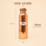 Pure copper water bottle with secure lid and durable construction