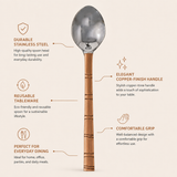Nutristar stainless steel serving spoons with copper finish handles set of 6