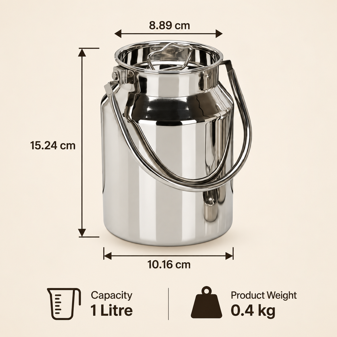 Stainless Steel Can oil with Lid &amp; Carry Handle – 1L, 3L &amp; 5L