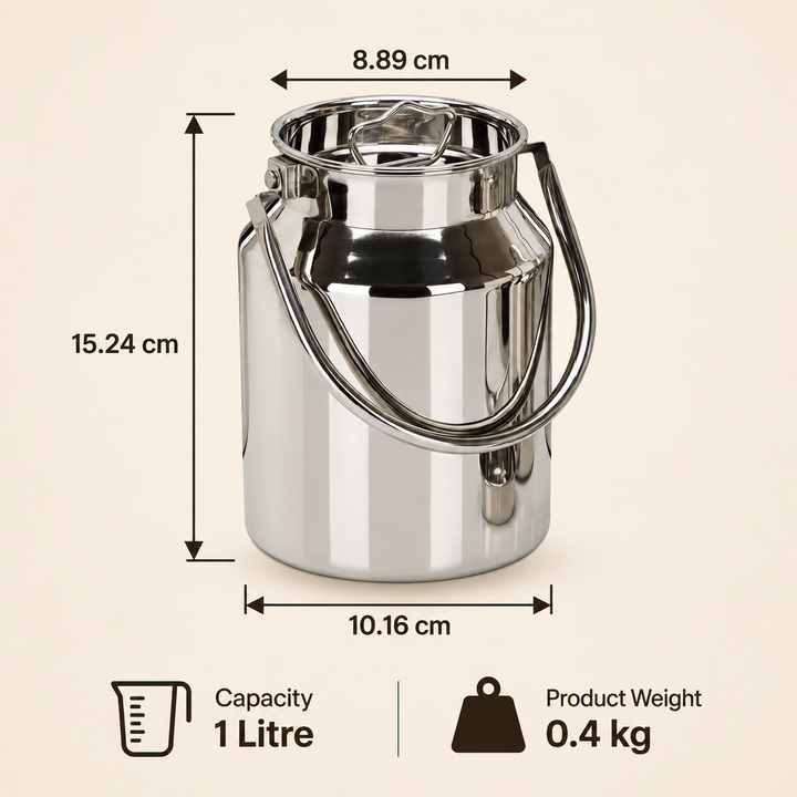 Stainless Steel Can oil with Lid &amp; Carry Handle – 1L, 3L &amp; 5L