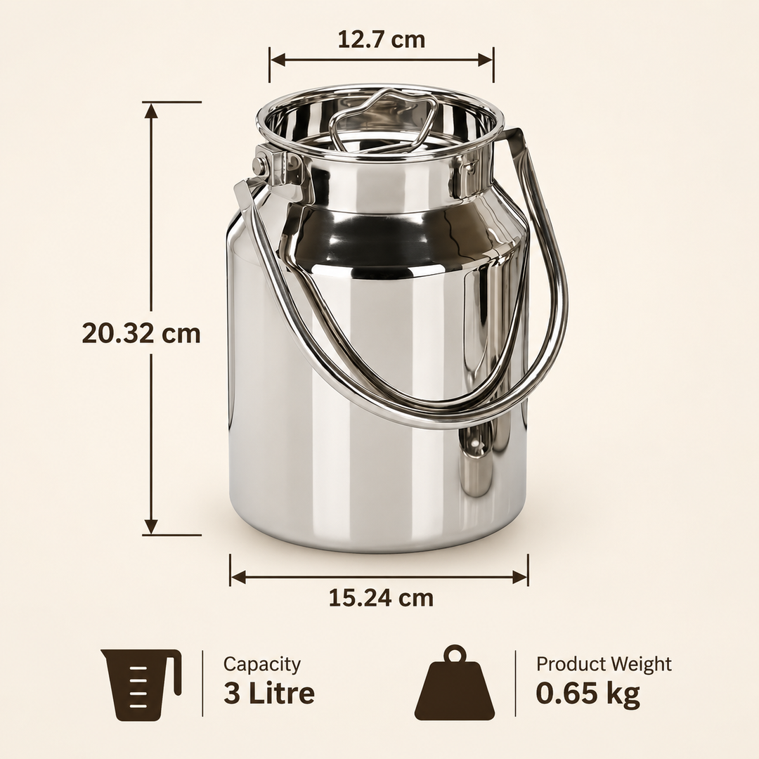 Stainless Steel Can oil with Lid &amp; Carry Handle – 1L, 3L &amp; 5L