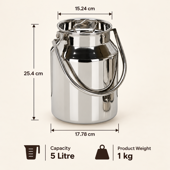 Stainless Steel Can oil with Lid &amp; Carry Handle – 1L, 3L &amp; 5L