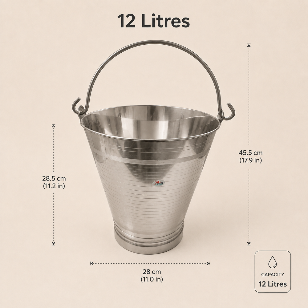 Nutristar stainless steel utility bucket with strong carry handle