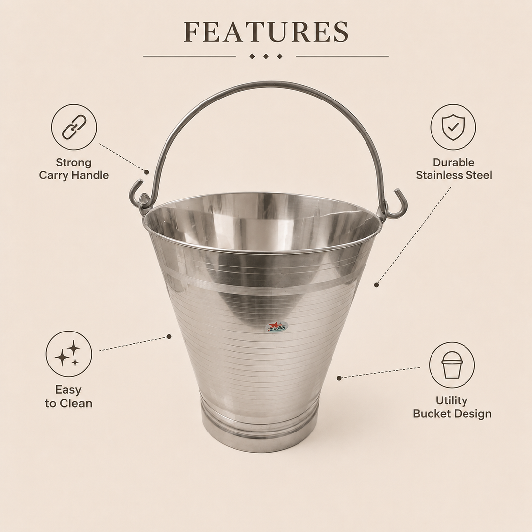 Nutristar stainless steel utility bucket with strong carry handle
