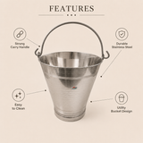 Nutristar stainless steel utility bucket with strong carry handle