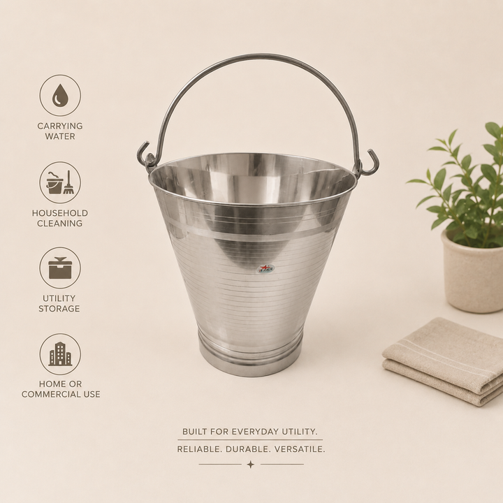 Nutristar stainless steel utility bucket with strong carry handle