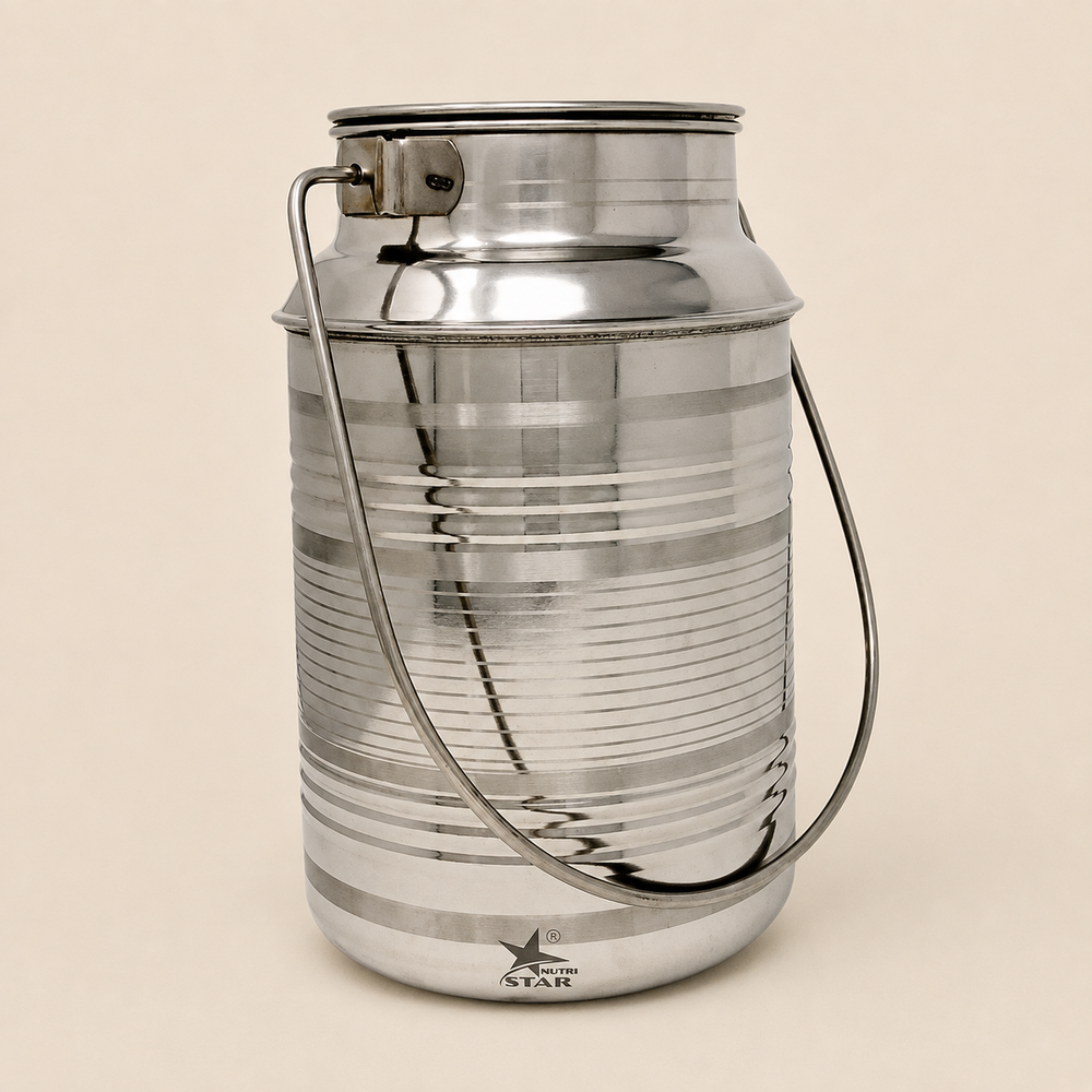 Nutristar stainless steel milk can with fitted lid and carry handle