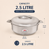Nutristar stainless steel insulated casserole with lid and twin side handles