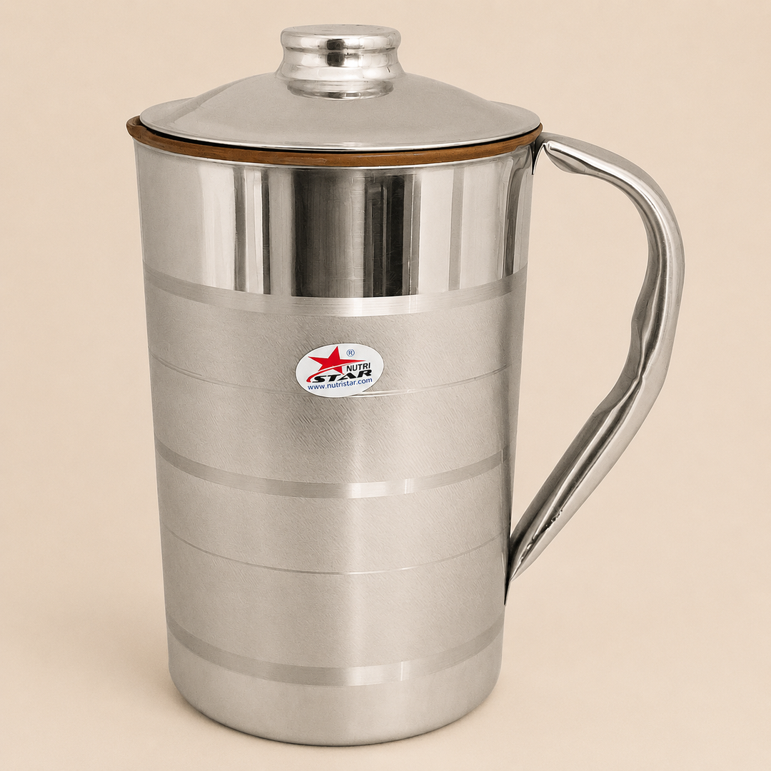 Nutristar stainless steel copper water jug with lid and curved handle