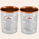 Nutristar stainless steel drinking glasses with copper inner lining and dual tone finish
