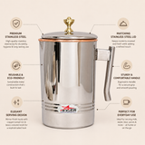 Nutristar stainless steel water jug with lid copper rim and sturdy handle