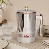 Nutristar stainless steel water jug with lid copper rim and sturdy handle