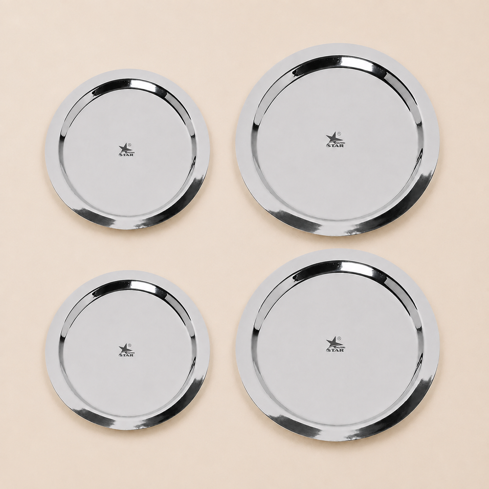 Nutristar stainless steel round plate with raised rim