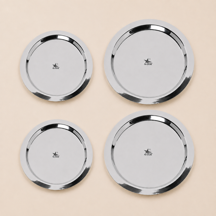Nutristar stainless steel round plate with raised rim