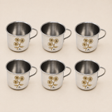 Nutristar stainless steel floral tea cup with handle