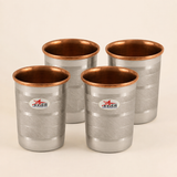Nutristar stainless steel drinking glasses with copper inner lining and dual tone finish