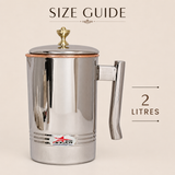 Nutristar stainless steel water jug with lid copper rim and sturdy handle