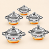 Stainless Steel Copper Bottom Serving Dishes With Lid, Serving Bowls, Pack Of 5.