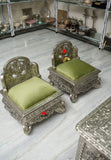 Nutristar Handcrafted German Silver Chowki with Velvet Cushion – Traditional Pooja Seating