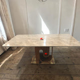 Luxury Marble Finish Dining Table with Solid Wooden Base
