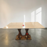 Premium Marble Finish Dining Table with Designer Base