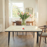 Minimal Marble Finish Dining Table with Slim Legs